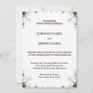 Burgundy Floral Elegance Wedding Invitation