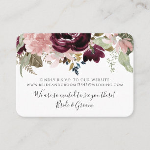 Burgundy Floral Elegant Dusty Pink Foliage Wedding Business Card