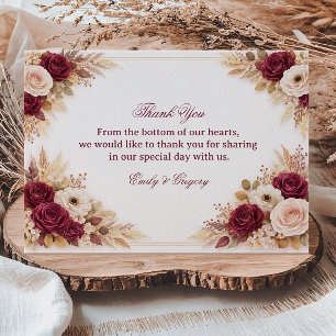 Burgundy Floral Elegant Gratitude Thank You Card