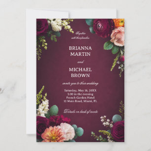 Burgundy Floral Elegant Invitation