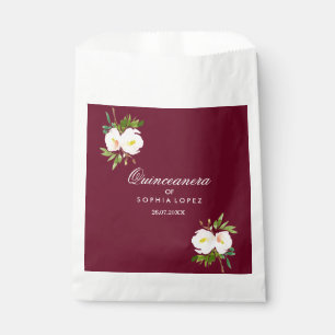 Burgundy Floral Elegant Quinceanera Favour Bag