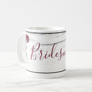 Burgundy Floral Elegant Rustic Bridesmaid Coffee Mug