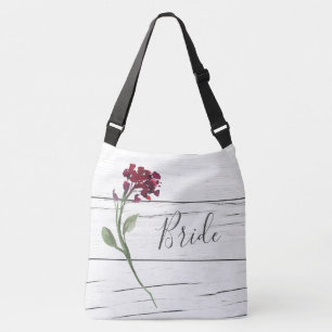 Burgundy Floral Elegant Rustic Watercolor Bride Crossbody Bag