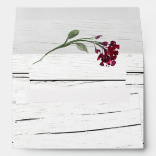 Burgundy Floral Elegant Rustic Watercolor Wedding Envelope