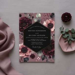Burgundy Floral Enchantment Wedding Invitation
