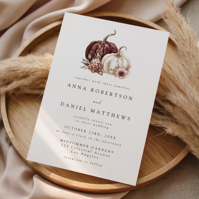 Burgundy Floral Fall Wedding Invitation (Creator Uploaded)