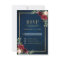 Burgundy Floral Gold Frame Navy Blue Wedding