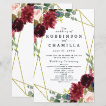 Burgundy Floral Gold Geometric Greenery Programs