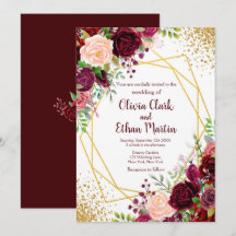 Burgundy Floral Gold Geometric