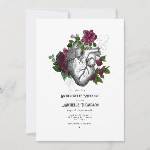 Burgundy Floral Gothic Bachelorette Weekend Invitation