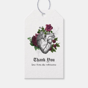 Burgundy Floral Gothic Wedding Gift Tags
