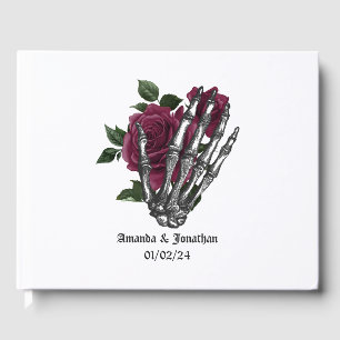 Burgundy Floral Gothic Wedding Guest Book