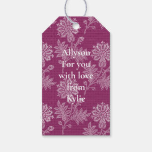Burgundy Floral Lace Bridal Shower Gift Tags