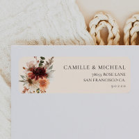 Burgundy Floral Mariage Adresse de retour