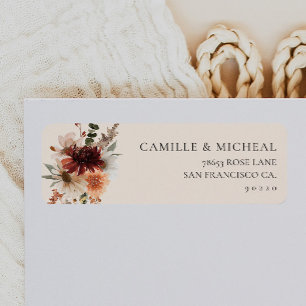 Burgundy Floral Mariage Adresse de retour