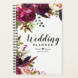 Burgundy Floral Mariage Daily Planner