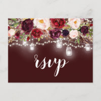 Burgundy Floral Mason Jar String Lights RSVP