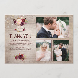 Burgundy Floral Mason Jar Wedding Thank You Photo
