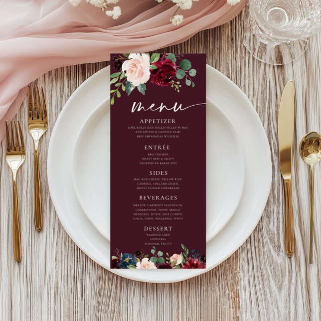 Burgundy Floral Menu (Creator Uploaded)
