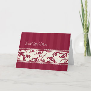 Burgundy Floral Mom Wedding Day Thank You Card