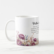 Burgundy Floral Mother Of the Bride Mug