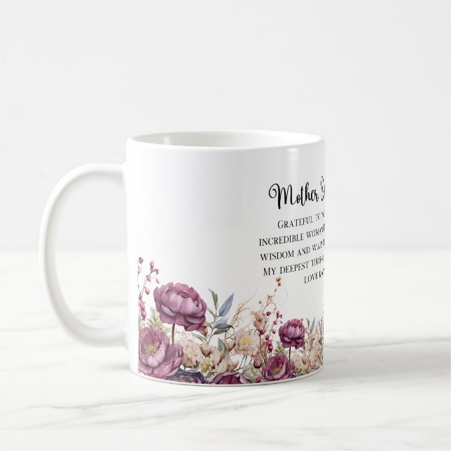 Burgundy Floral Mother Of the Bride Mug (Left)