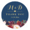 Burgundy Floral Navy Blue Monogram Wedding Favour