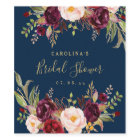 Burgundy Floral Navy Blue Rustic Bridal Shower