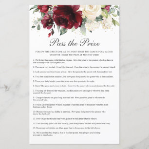 Burgundy Floral Pass the Prize Baby Shower Game