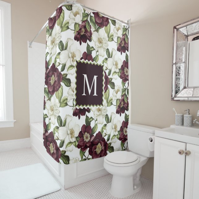Burgundy  Floral Pattern Monogram  (In Situ)