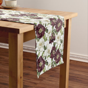 Burgundy  Floral Pattern  Short Table Runner