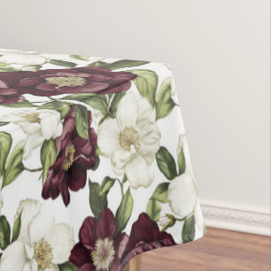 Burgundy  Floral Pattern  Tablecloth
