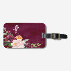 Burgundy Floral Peonies Personalized Tote Bag