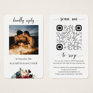 Burgundy Floral Photo QR Code Scan me to RSVP