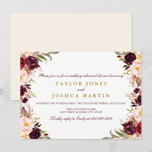 Burgundy Floral Rehearsal Dinner Invite
