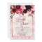 Burgundy Floral Rose Gold Bridal Shower Invitation