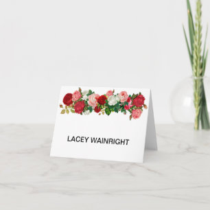 BURGUNDY FLORAL   ROSES GARLAND FLOWE Personalized Note Card