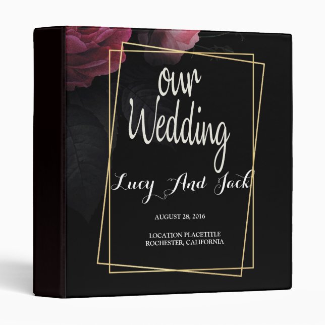 Burgundy  Floral Rustic Binder (Front/Spine)
