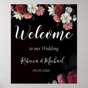 Burgundy  Floral Rustic Poster