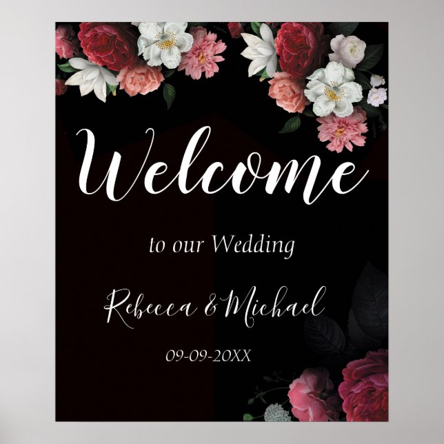 Burgundy  Floral Rustic Poster (Front)