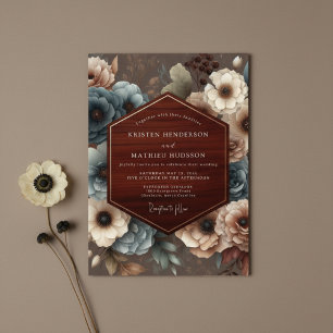 Burgundy Floral Rustic Romance Wedding Invitation