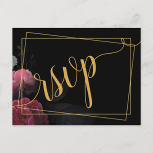 Burgundy  Floral Rustic RSVP Invitation Postcard