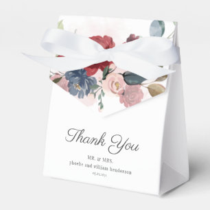 Burgundy Floral Rustic Wedding Favor Box