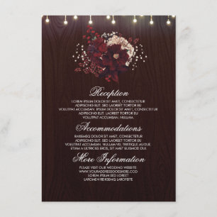 Burgundy Floral Rustic Wedding Information Guest Enclosure Card