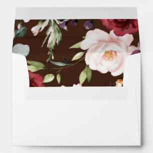 Burgundy Floral Rustic Wedding Invitation  Envelope