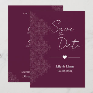 Burgundy Floral Save the Date Wedding Invitation