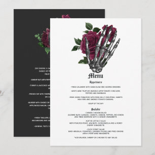 Burgundy Floral Skeleton Gothic Wedding Menu