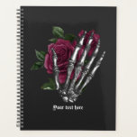 Burgundy Floral Skeleton Gothic Wedding Planner<br><div class="desc">Whimsical gothic burgundy floral skeleton hand and heart wedding planner customizable to your event specifics.</div>