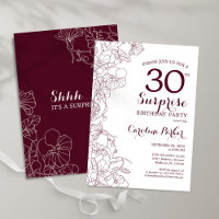 Burgundy Floral Surprise 30th Birthday Party