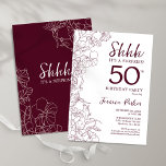 Burgundy Floral Surprise 50th Birthday Invitation<br><div class="desc">Burgundy maroon and white surprise 50th birthday invitation. Elegant feminine marsala wine design features botanical accents and typography script font. Elegant floral invite card perfect for a stylish female surprise bday celebration. Printed Zazzle invitations or instant download digital printable template.</div>